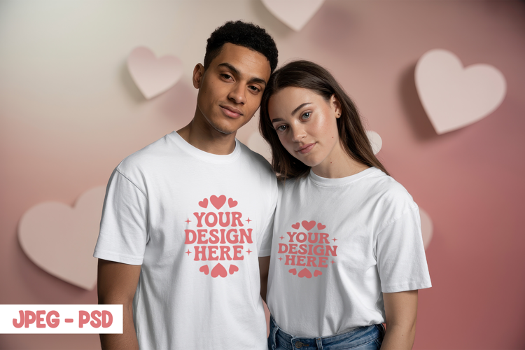 Valentine Couple T Shirt PSD JPEG Mockup