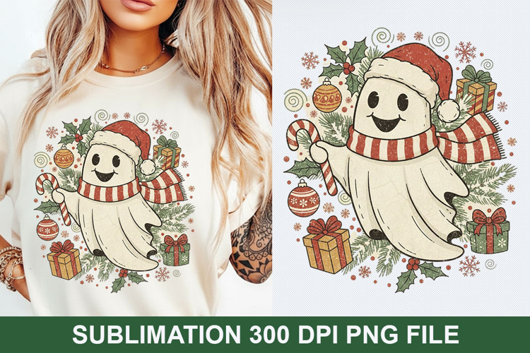 Christmas Ghost Sublimation - Christmas PNG Design