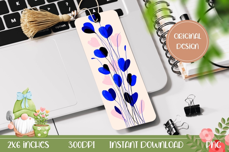 Cartoon Tulips Bookmark, Abstract Flowers Bookmark Print