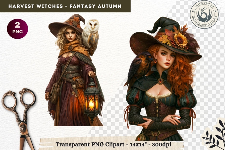Harvest Witch Clipart Autumn Cottagecore Apothecary PNG RPG