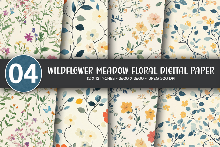 Wildflower Meadow Floral Digital Paper
