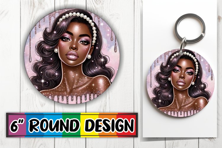 Luminous Round Ornaments Sublimation PNG, Afro Girl