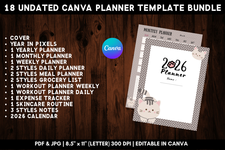 18in1 Printable Canva Planner Template Bundle 9