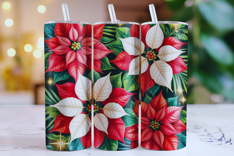 Merry Flower Tumbler Wrap | Christmas Wrap