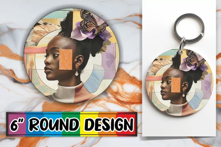 Abstract Black Woman Round Design Artistic Style PNG