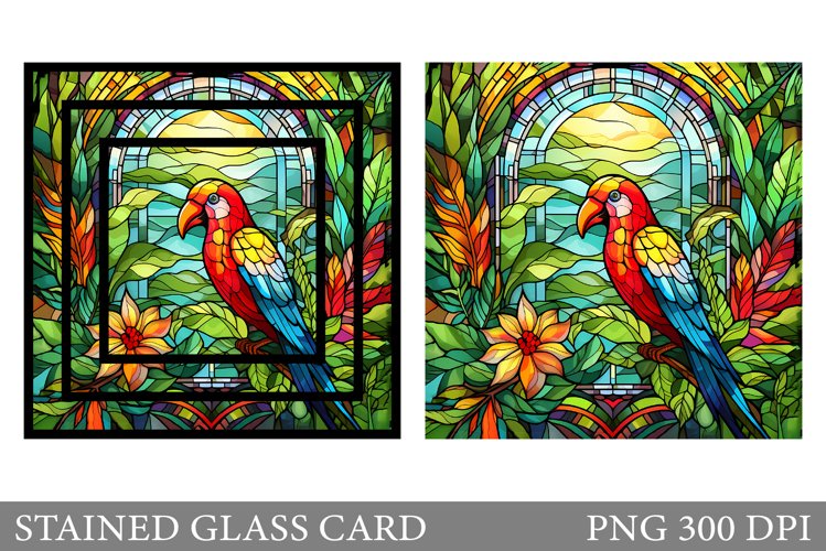 Stained Glass Bird Card. Bird Stained Glass Card Sublimation