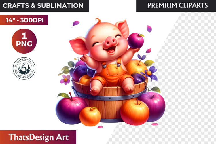 Autumn Cute animal in a bucket clipart Pumpkin thanksgiving
