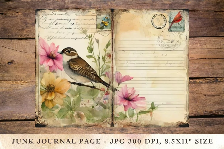 Printable Junk Journal Pages bird 3