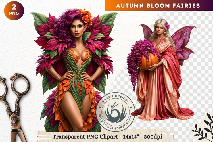 Autumn Bloom Floral Fairy Clipart, Mythical Fantasy PNG