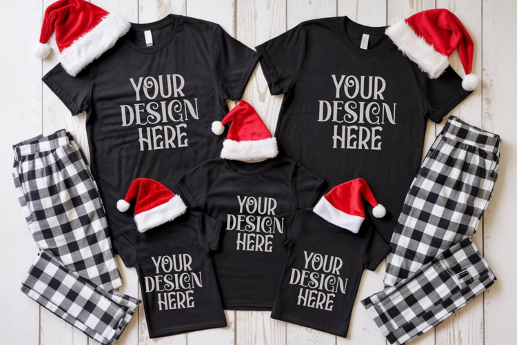 Christmas Family Matching Group Flat Lay Mockup