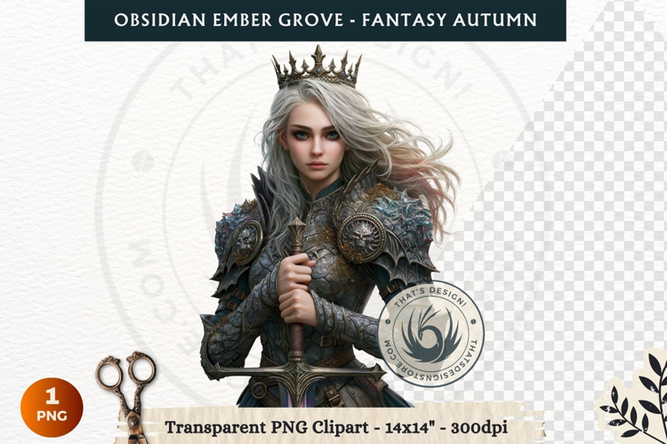 Dark Autumn Fantasy Clipart PNG for RPG Obsidian Ember Grove