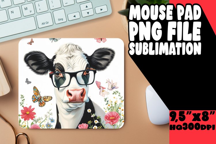 Springtime Serenity Cow Mouse Pad: Watercolor Joy example image 1