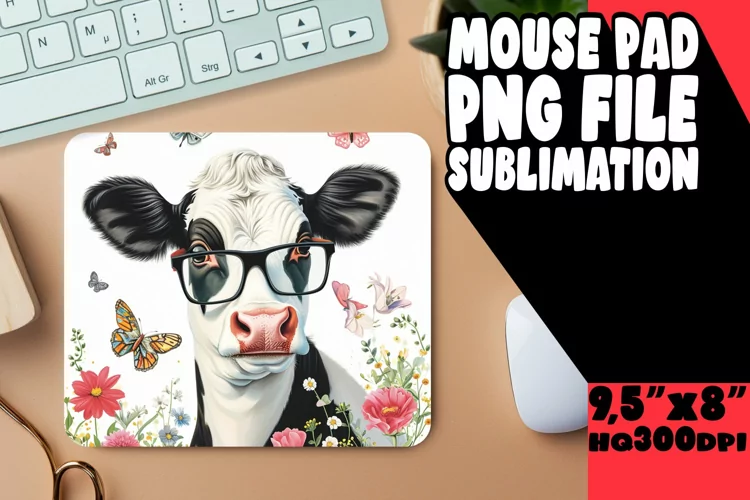 Springtime Serenity Cow Mouse Pad: Watercolor Joy
