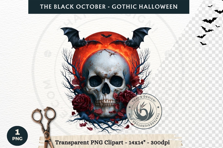 The Black October Gothic Halloween Clipart, Horror character