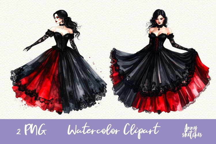 Woman in a Salsa Dress PNG Gothic Smut Dark Romance Clipart