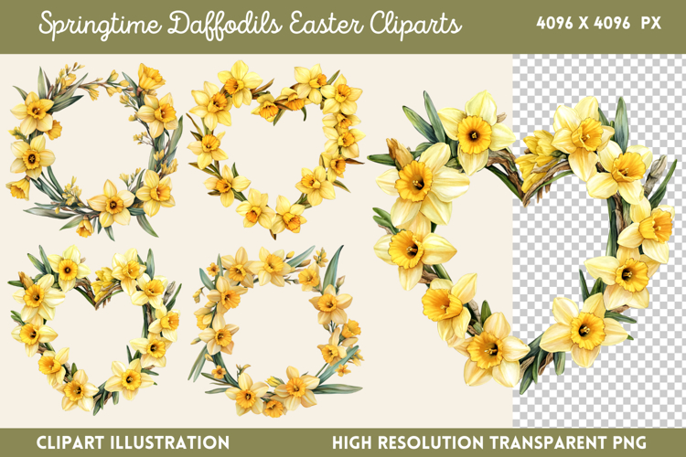 Springtime Daffodils Easter Clipart PNG