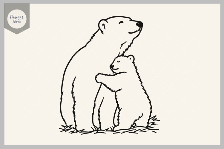 Mama Bear and Cub Svg, Bear Hug SVG, Wildlife SVG, Baby Bear example image 1