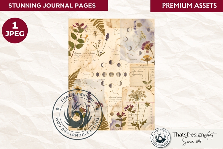 Botanical Herbarium Junk Journal digital paper textured