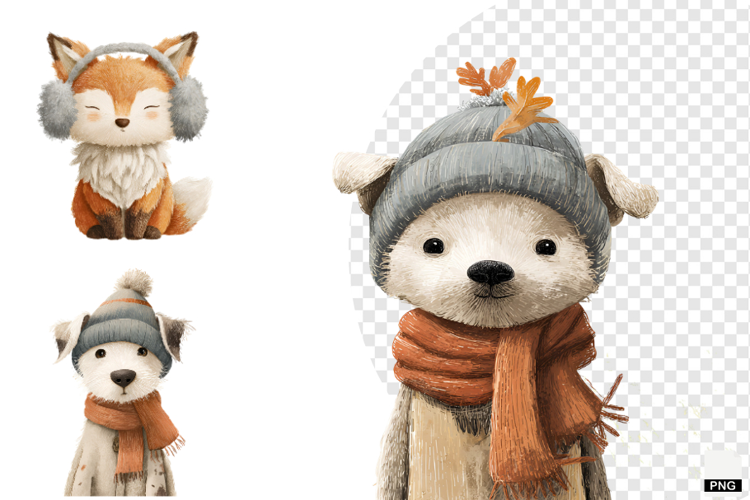 Cute Winter Animals Clipart