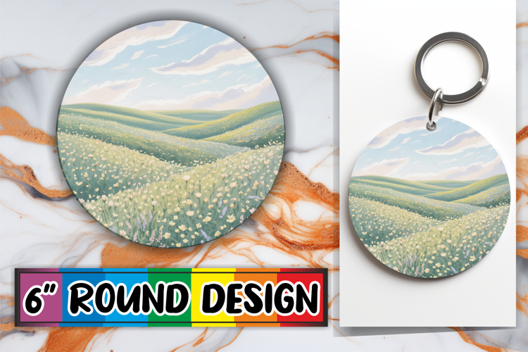 Whimsical Round Keychain Sublimation, Spring
