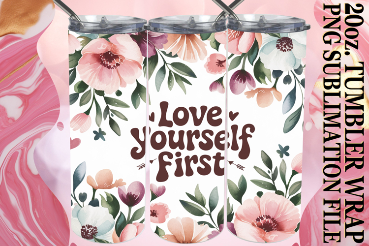 Serene days 20oz tumbler wrap, Flower Quote