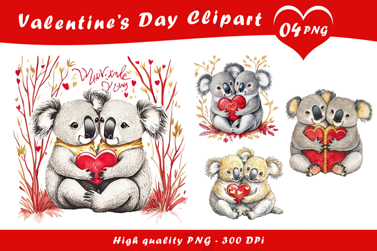 Valentine’s Day Raccoon Couple Clipart PNG