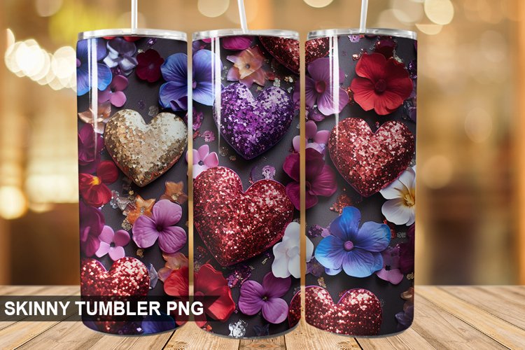 3D Valentines Day Tumbler Design | Sublimation Wrap 20 Oz