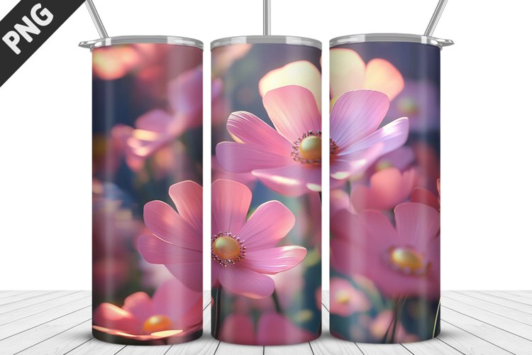 3D Daisy Flowers 20oz Tumbler Wrap | Sublimation Design