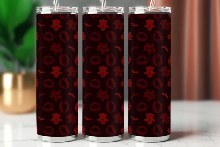 Halloween Tumbler Wrap Seamless Pattern example image 1