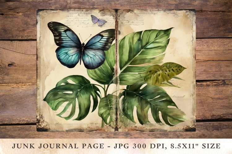 Printable Junk Journal Pages monstera3 example image 1