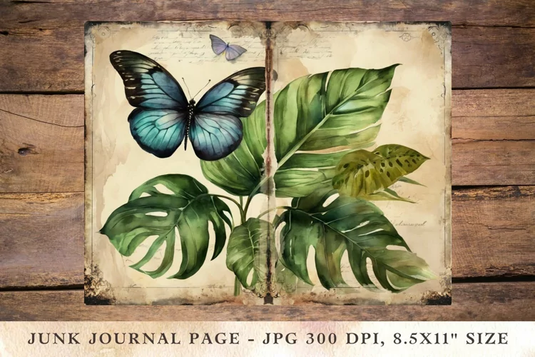 Printable Junk Journal Pages monstera3