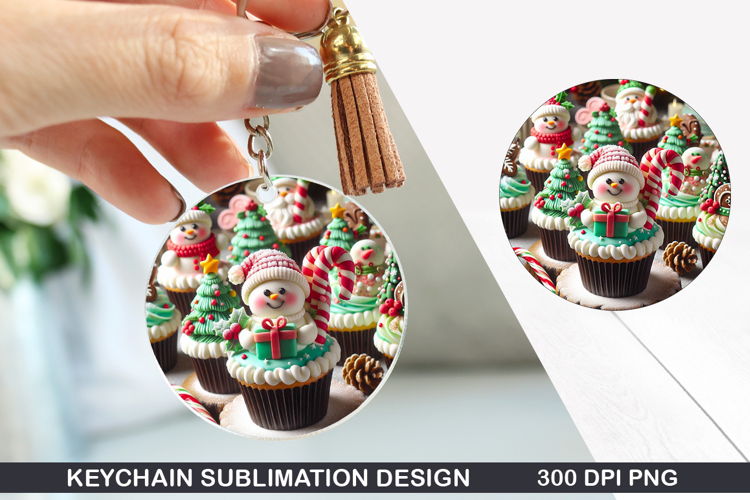 Cupcakes Keychain Sublimation - Christmas Keychain PNG