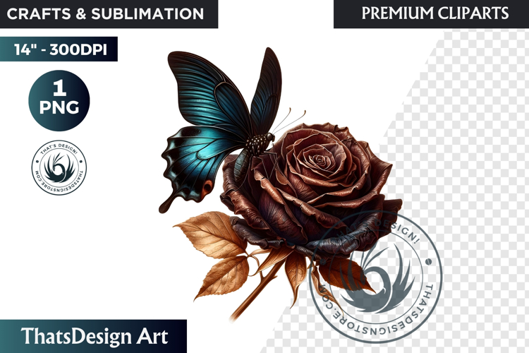 Dark Academia PNG, Gothic Butterfly Clipart Moody ephemera