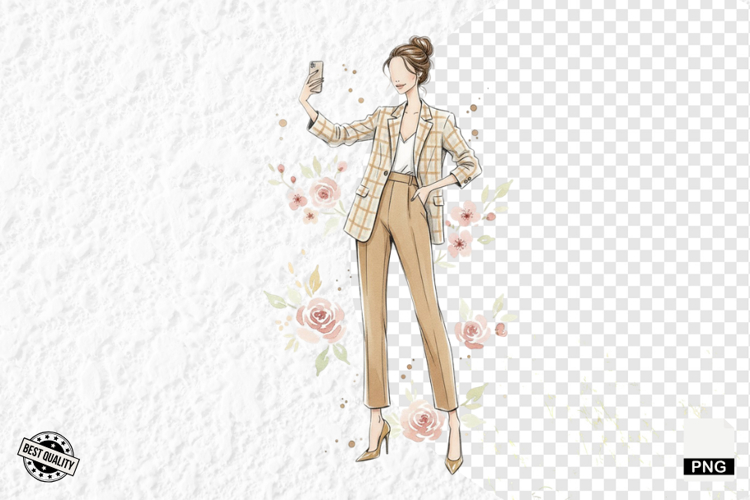 Stylish Spring Girl Clipart