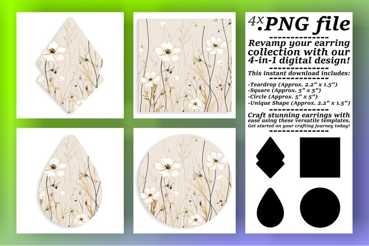 Patterned Elegance: Boho Flower Sublimation Jewelry example image 1