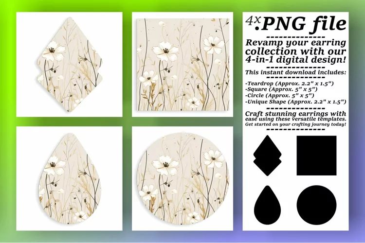 Patterned Elegance: Boho Flower Sublimation Jewelry