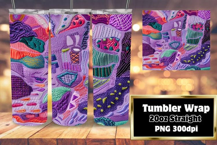 Funky Embroidered Color Burst Tumbler Design