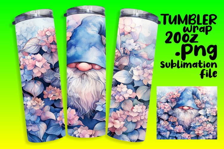 Gnome Among Flowers Tumbler Wrap 20oz example image 1