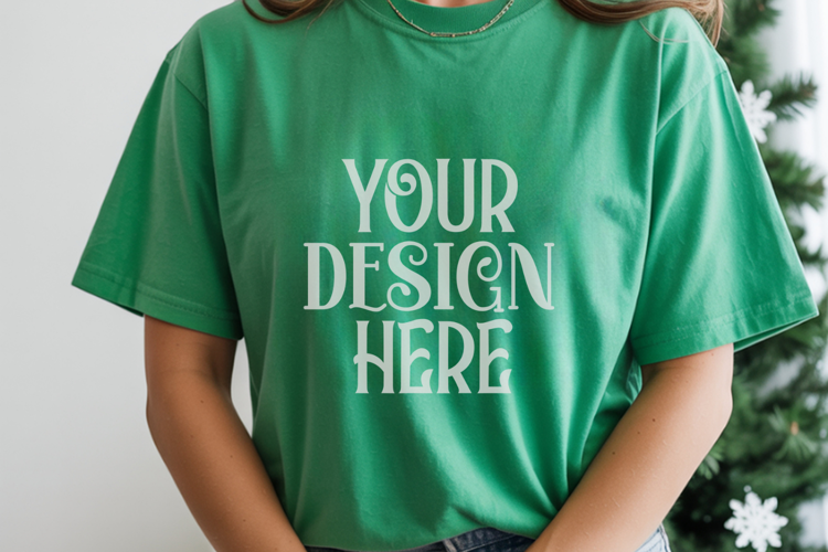 Island Green Comfort Colors 1717 Christmas Mockup, CC 1717