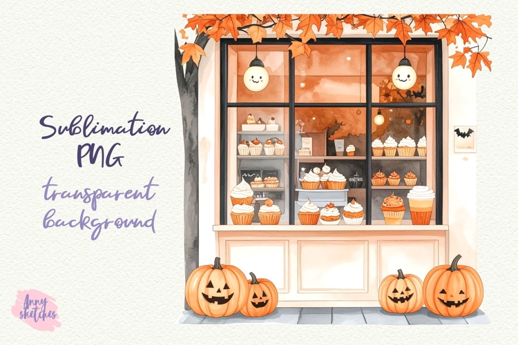 Cafe Entrance PNG Halloween Ghost Cafe Clipart Sublimation