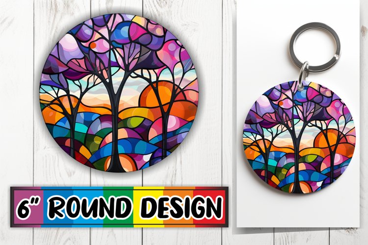 PNG Round Design Design: Colorful Stained Glass Trees