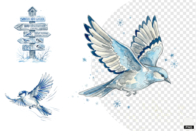 Winter Birds Garden Clipart
