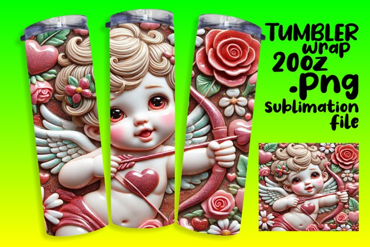 BEAUTIFUL PNG for 20oz Tumbler , 3D Cupid