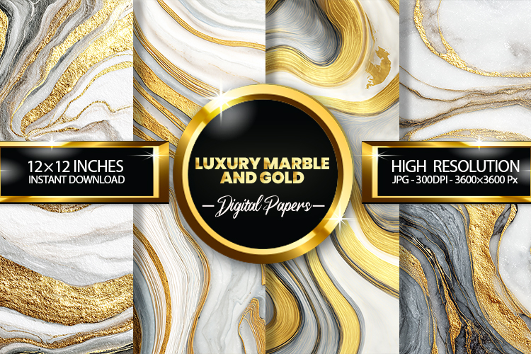 luxury marble and gold Digital Papers - 04 variations