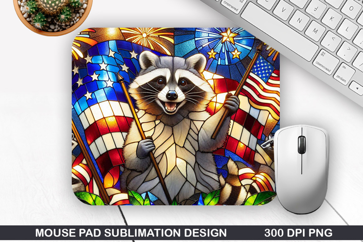 Raccoon Mouse Pad Sublimation, 4th Of July Mouse Pad PNG