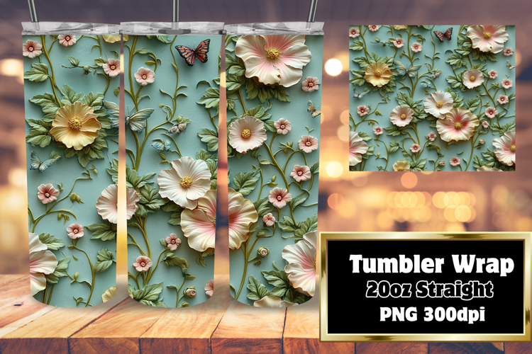 20oz Tumbler Template for Any Occasion , 3D Flower
