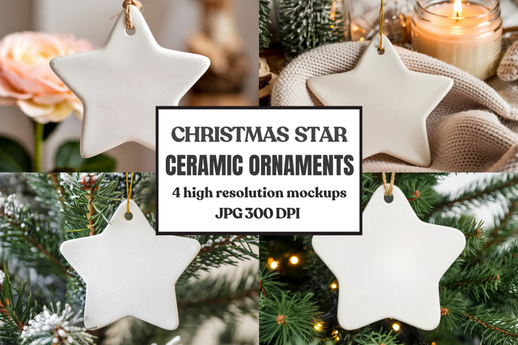 Christmas Star Ceramic Ornament Mockup | Holiday Star