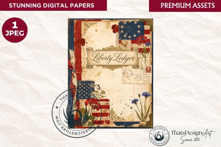 Patriotic Vintage 4th of July Junk Journal digital paper