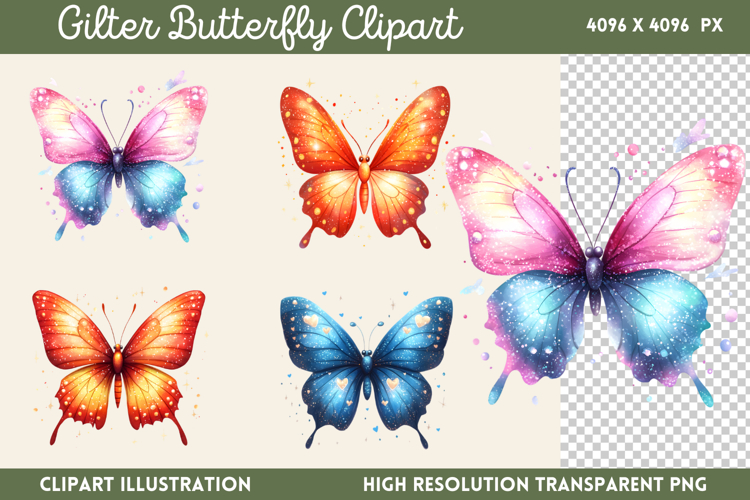 Gilter Butterfly Sublimation PNG