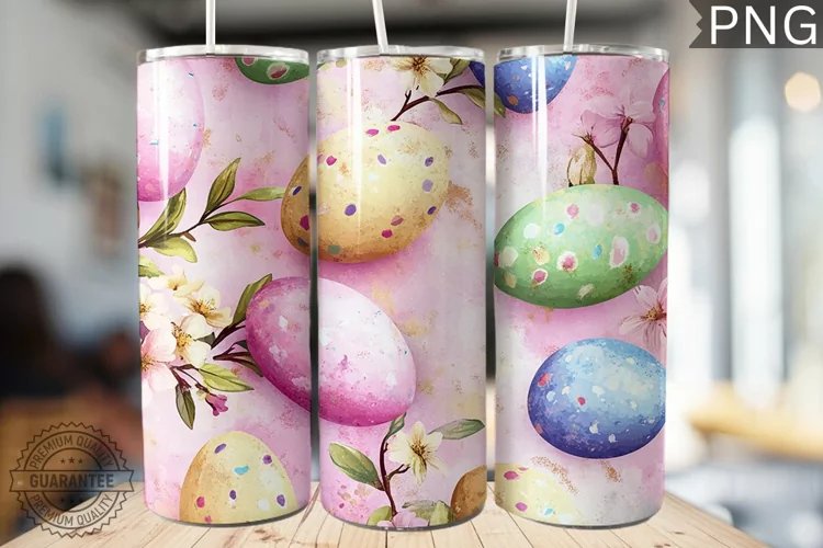 Spring Easter Tumbler Wrap - High Quality 300 Dpi